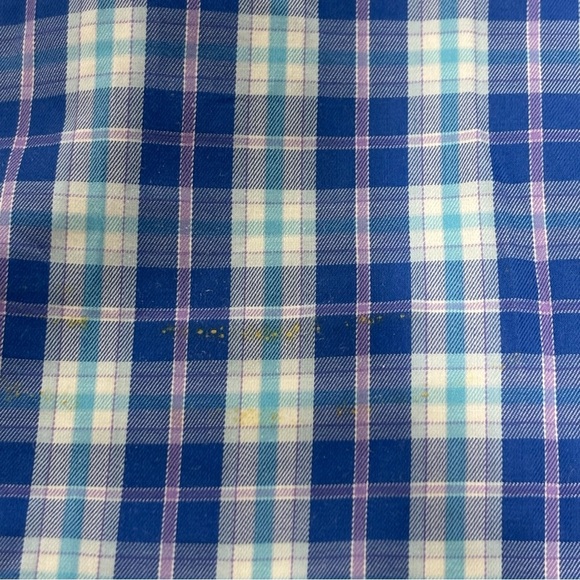 Peter Millar Blue Plaid Check Button Up Dress Shirt Men's Large Cotton Casual - Picture 11 of 13